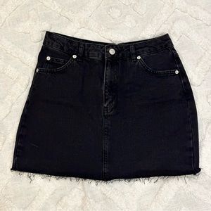 Topshop high waisted denim skirt in washed black